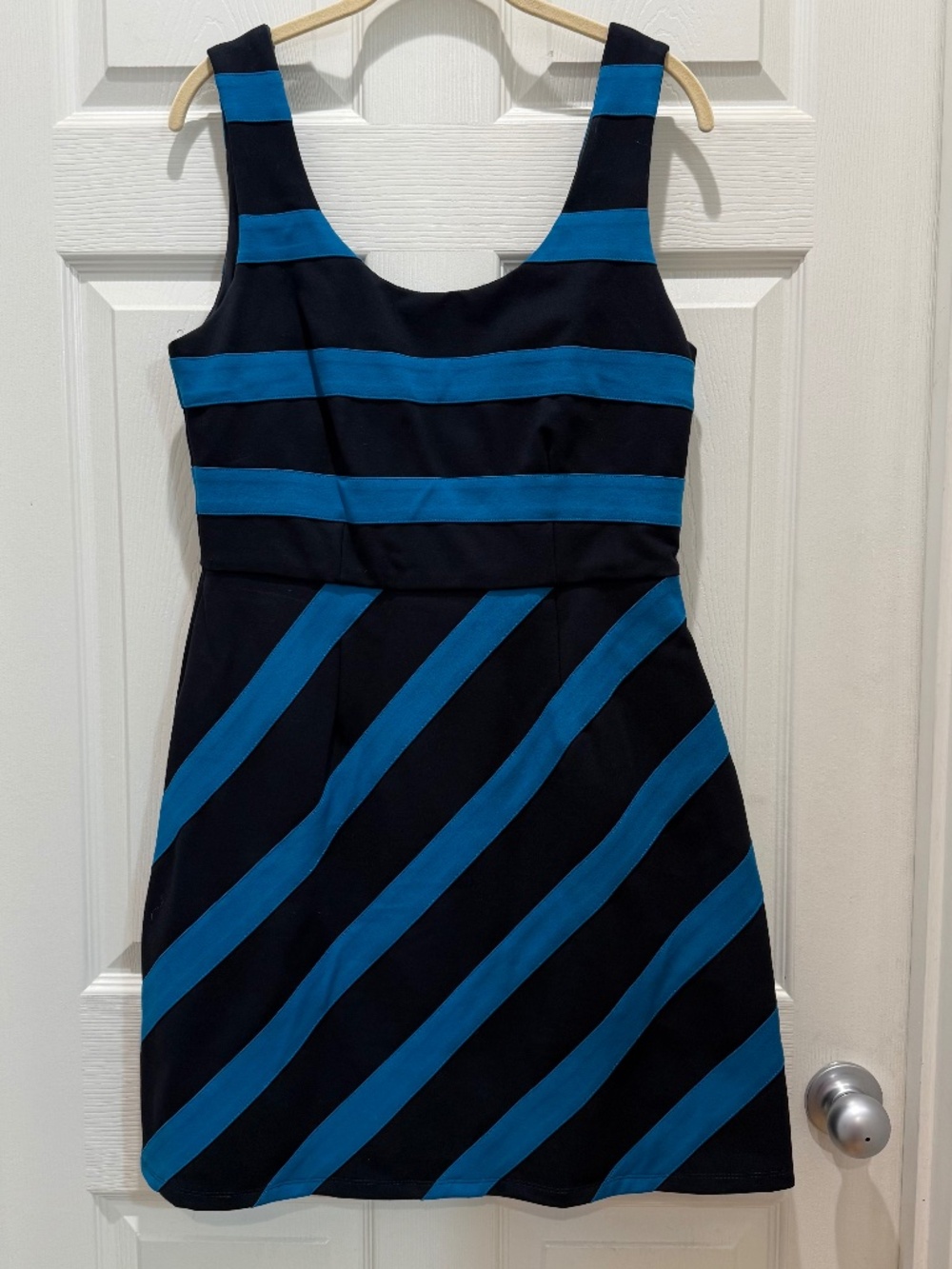 JB Julie Brown Blue and Black Striped dress Size L